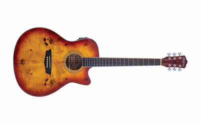 Washburn Deep Forest Burl ACE Grand Auditorium Cutaway Acoustic-Electric Guitar (Amber Fade)
