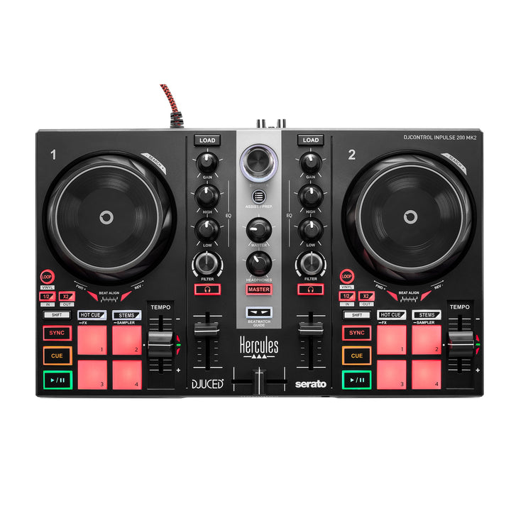 Hercules DJLEARNING KIT MK2 All-in-One DJ Controller Kit for Learning to Mix Software and Tutorials Included