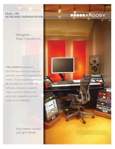Argosy Dual 15K Keyboard Workstation w/800 Rack Modules,Mahogany End Panels & Mahogany Veneer Desktop
