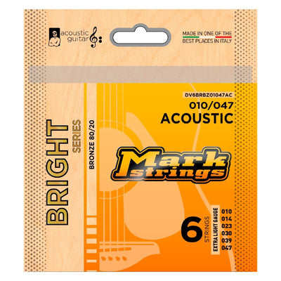 DV Mark Bright Series Bronze 80/20 Acoustic Guitar Strings, Extra Light (10-47)