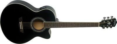 Washburn Festival EA12 Mini Jumbo Cutaway Acoustic-Electric Guitar (Black)