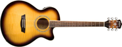 Washburn Festival EA15 Mini Jumbo Cutaway Acoustic-Electric Guitar (Tobacco Burst)