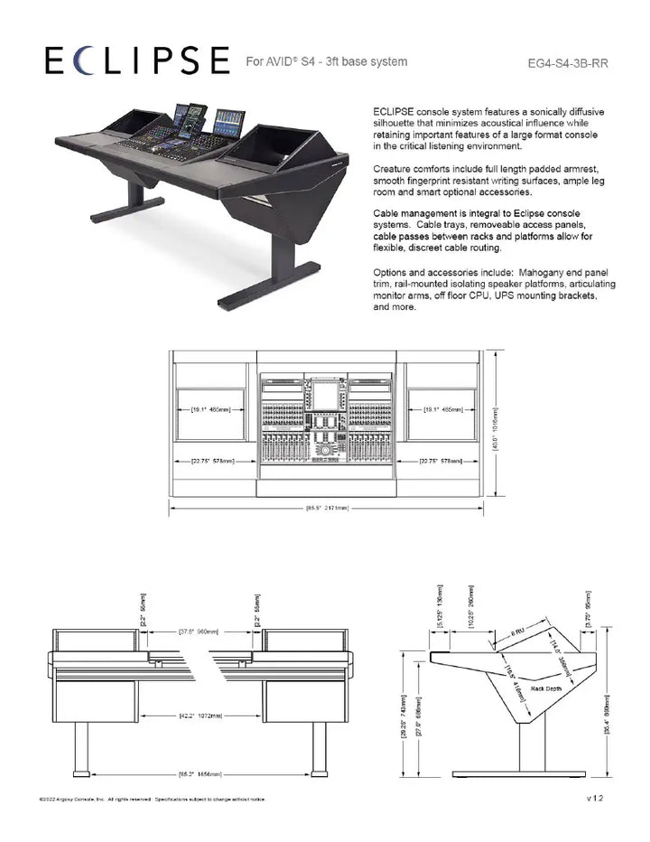 Argosy Eclipse for S4, 3 Foot Wide, 8sp Rack Left & Right, Mahogany EPs, Black legs