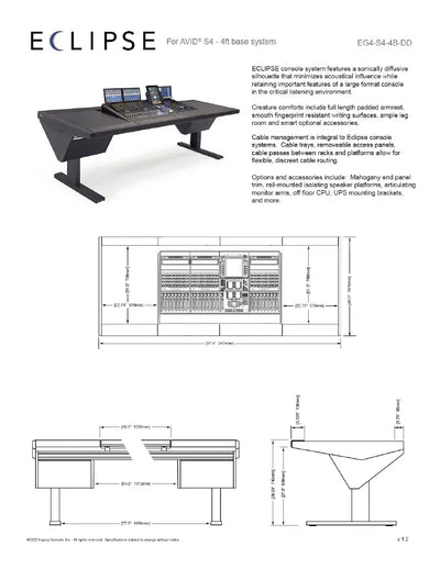 Argosy Eclipse for S4, 4 Foot Wide, Desk Left, Desk Right, Black EPs, Black legs
