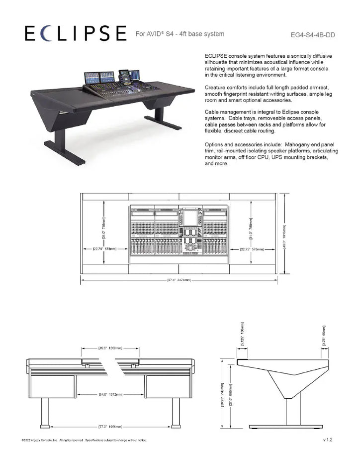Argosy Eclipse for S4, 4 Foot Wide, Desk Left & Right, Mahogany EPs, Black legs