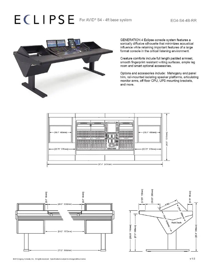 Argosy Eclipse for S4, 4 Foot Wide, 8sp Rack Left, 8sp Rack Right, Black EPs, Black legs