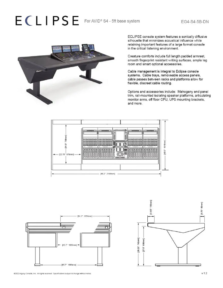 Argosy Eclipse for S4, 5 Foot Wide, Desk Left, Nothing Right, Mahogany EPs, Black legs