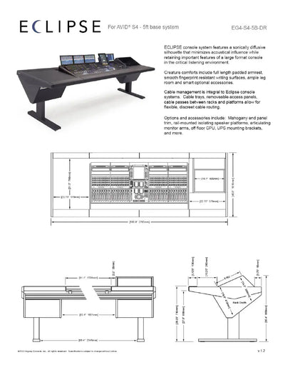 Argosy Eclipse for S4, 5 Foot Wide, Desk Left, Rack Right, Black EPs, Black legs