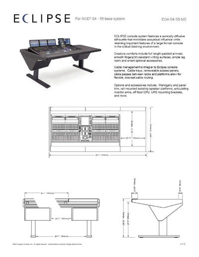 Argosy Eclipse for S4, 5 Foot Wide, Nothing Left, Desk Right, Mahogany EPs, Black legs