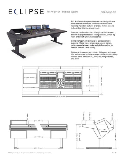 Argosy Eclipse for S4, 5 Foot Wide, Rack Left, Desk Right, Black EPs, Black legs
