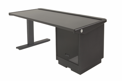 Argosy Eclipse Edit Desk w/Rack, Mahogany EPs, Black leg