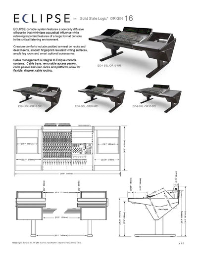 Argosy Eclipse for SSL Origin 16, 8sp Rack Left, Desk Right, Black End Panels & Legs
