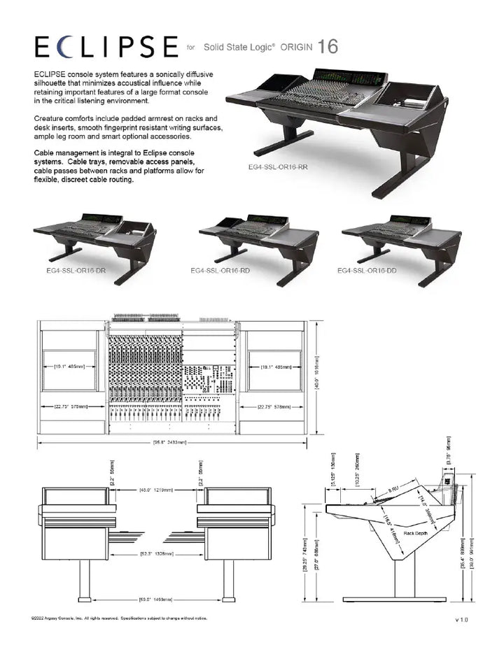 Eclipse for SSL Origin 16, 8sp Rack on Left & Right, Mah End Panels, Black legs (1)