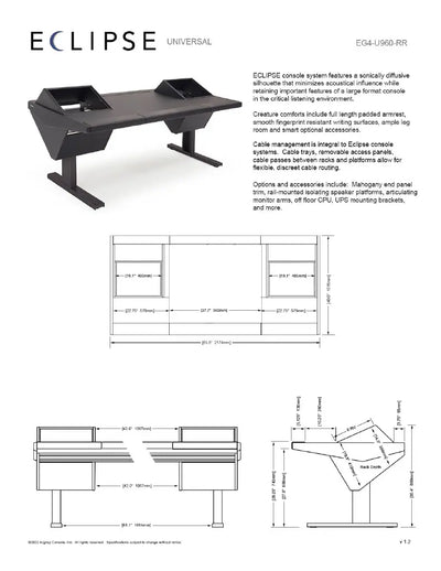 Argosy Eclipse Universal Workstation w/Rack Left & Right, 960mm Center Desk, Black EPs, Black legs