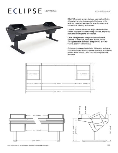 Argosy Eclipse Universal Workstation w/Rack Left & Right, 1260mm Center Desk, Black EPs, Black legs