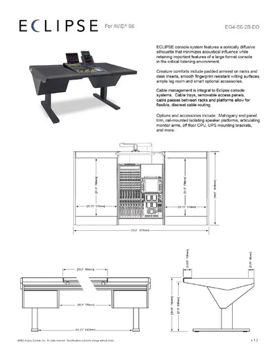 Argosy Eclipse for S6, 2 Bucket Wide, Desk Left & Right, Mahogany EPs, Black legs