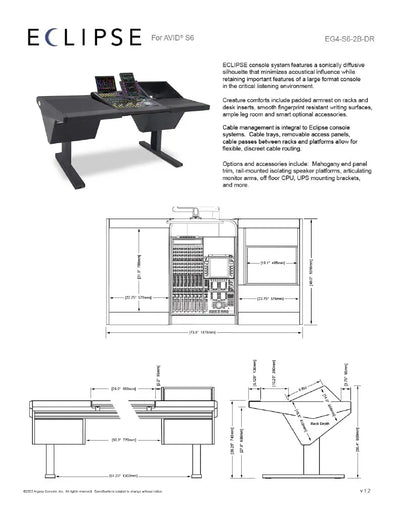 Argosy Eclipse for S6, 2 Bucket Wide, Desk Left, 8sp Rack Right, Black EPs, Black legs