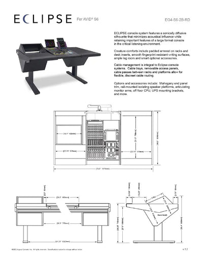 Argosy Eclipse for S6, 2 Bucket Wide, 8sp Rack Left, Desk Right, Mahogany EPs, Black legs