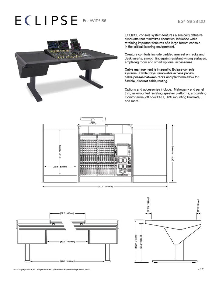 Argosy Eclipse for S6, 3 Bucket Wide, Desk Left & Right, Black EPs, Black legs