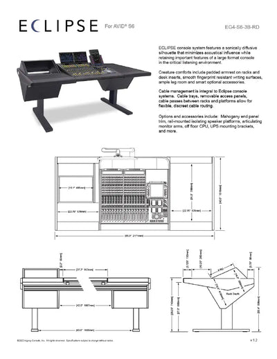 Argosy Eclipse for S6, 3 Bucket Wide, 8sp Rack Left, Desk Right, Mahogany EPs, Black legs