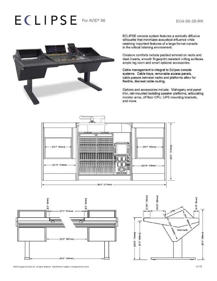 Argosy Eclipse for S6, 3 Bucket Wide, 8sp Rack Left & Right, Black EPs, Black legs