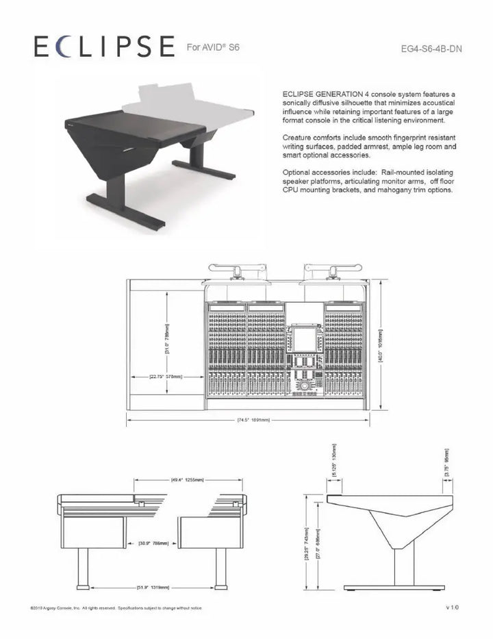 Argosy Eclipse for S6, 4 Bucket Wide, Desk Left, Nothing Right, Mahogany EPs, Black legs