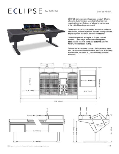 Argosy Eclipse for S6, 4 Bucket Wide, Desk Left, 8sp Rack Right, Mahogany EPs, Black legs