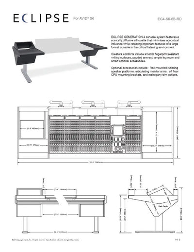Argosy Eclipse for S6, 6 Bucket Wide, 8sp Rack Left, Desk Right, Mahogany EPs, Black legs