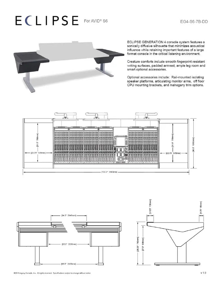 Argosy Eclipse for S6, 7 bucket wide, Desk Left, Desk Right, Black EPs, Black legs