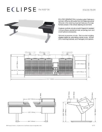 Argosy Eclipse for S6, 7 Bucket Wide, Desk Left, 8sp Rack Right, Mahogany EPs, Black legs
