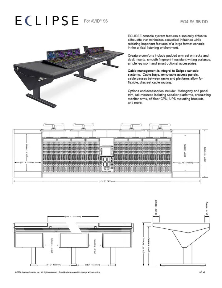 Argosy Eclipse for S6, 9 bucket wide, Desk Left, Desk Right, Black EPs, Black legs