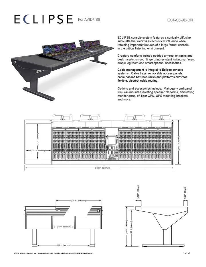 Argosy Eclipse for S6, 9 bucket wide, Desk Left, Nothing Right, Black EPs, Black legs