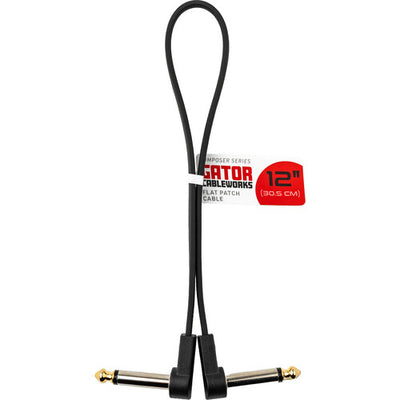 Gator Gator GCWC-FPC12 12" Composer Flat Patch Cable with Right-Angle 1/4" Male Connectors
