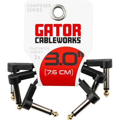 Gator Gator GCWC-FPC3-3PK 3" Composer Flat Patch Cable with Right-Angle 1/4" Male Connectors (3-Pack)