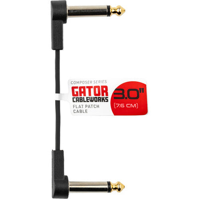 Gator Gator GCWC-FPC3 3" Composer Flat Patch Cable with Right-Angle 1/4" Male Connectors