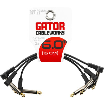 Gator Gator GCWC-FPC6-3PK 6" Composer Flat Patch Cable with Right-Angle 1/4" Male Connectors (3-Pack)