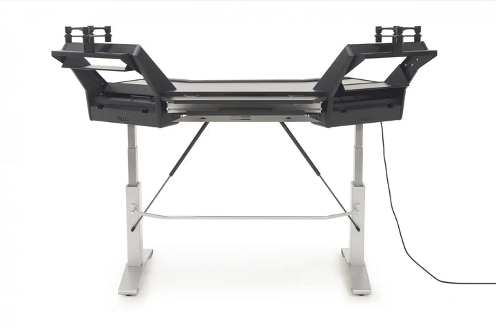Argosy Halo Sit-Stand Plus, 2 rack shelves, & Pair 160 Speaker Platforms w/Black Traceless Desktop