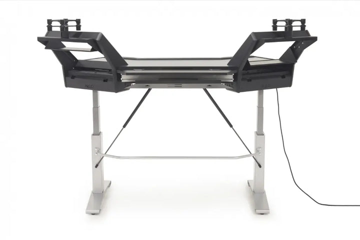 Argosy Halo Sit-Stand Plus, 2 rack shelves, & Pair 160 Speaker Platforms w/Black Traceless Desktop