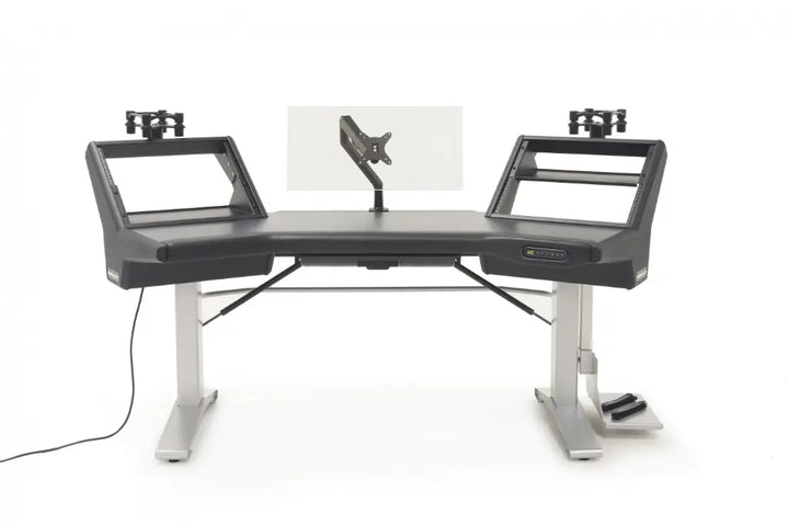 Argosy Halo Sit-Stand Ultimate-Halo,2 Shelves,Pr 160 SpeakerPlatforms,AccDrawer,D8 MonitorArm,CPU Shelf
