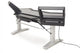 Argosy Halo Sit-Stand Desk, w/Mahogany Desk, Black End Panels, Silver Legs