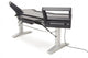 Argosy Halo Sit-Stand Desk, w/Mahogany Desk, Black End Panels, Silver Legs