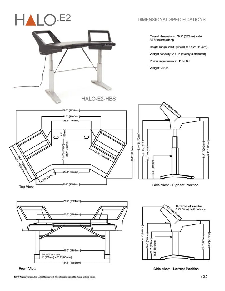 Argosy Halo Sit-Stand Desk w/Black Traceless Desktop
