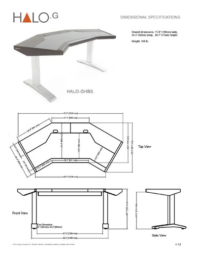 Argosy Halo G Ultimate (Halo G, Model 160 Speaker Mounts, Acc Drawer, 2) D8 Monitor Arms, CPU Shelf)