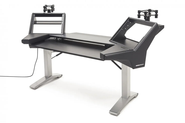 Argosy Halo Keyboard Sit-Stand Plus, 2 Rack Shelves, Pair 160 Speaker Platforms,w/Black top, Silver Legs