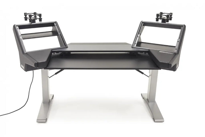 Argosy Halo Keyboard Sit-Stand Plus, 2 Rack Shelves, Pair 160 Speaker Platforms,w/Black top, Silver Legs