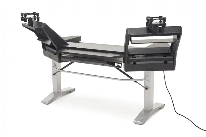 Argosy Halo Keyboard Sit-Stand Plus, 2 Rack Shelves, Pair 160 Speaker Platforms,w/Black top, Silver Legs