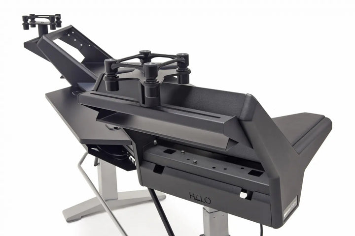 Argosy Halo Keyboard Sit-Stand Plus, 2 Rack Shelves, Pair 160 Speaker Platforms,w/Black top, Silver Legs
