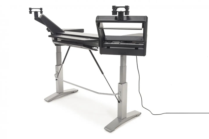 Argosy Halo Keyboard Sit-Stand Plus, 2 Rack Shelves, Pair 160 Speaker Platforms,w/Black top, Silver Legs