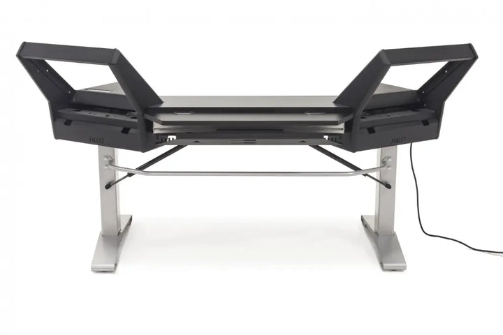 Argosy Halo Keyboard Sit-Stand Keyboard Desk, Silver Legs