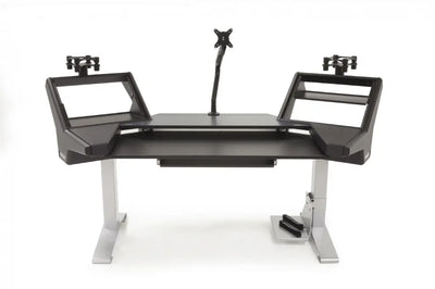 Argosy Halo K Ultimate,2 Shelves,160 Spkr Platforms,Kybrd try,D8 Monitor Arm, CPU Shelf,Black Top